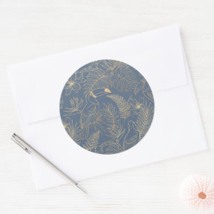 Gold Filigree Art Deco Toucan Estate Grey Classic Round Sticker