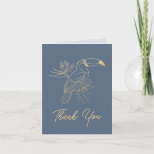 Gold Filigree Art Deco Toucan Estate Grey Thank You Card