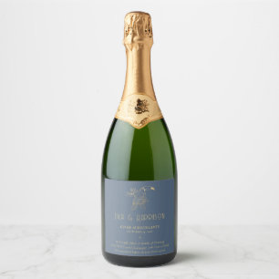 Gold Filigree Art Deco Toucan Funny Wedding Sparkling Wine Label