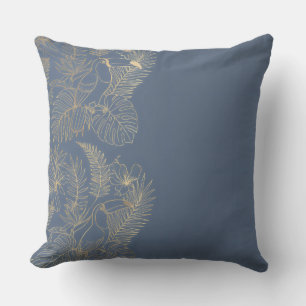Gold Filigree Art Deco Toucan Happy Place Split Cushion
