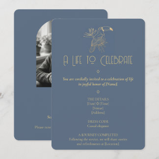Gold Filigree Art Deco | Toucan Photo Memorial Invitation
