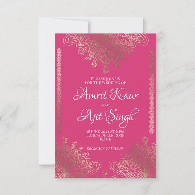 Gold Filigree Indian Invitation (Front)