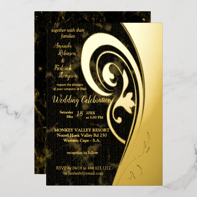 Gold Filigree Inspiration Foil Invitation (Front/Back)