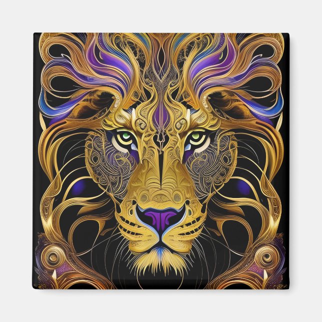 Gold Filigree Lion  Magnet (Front)