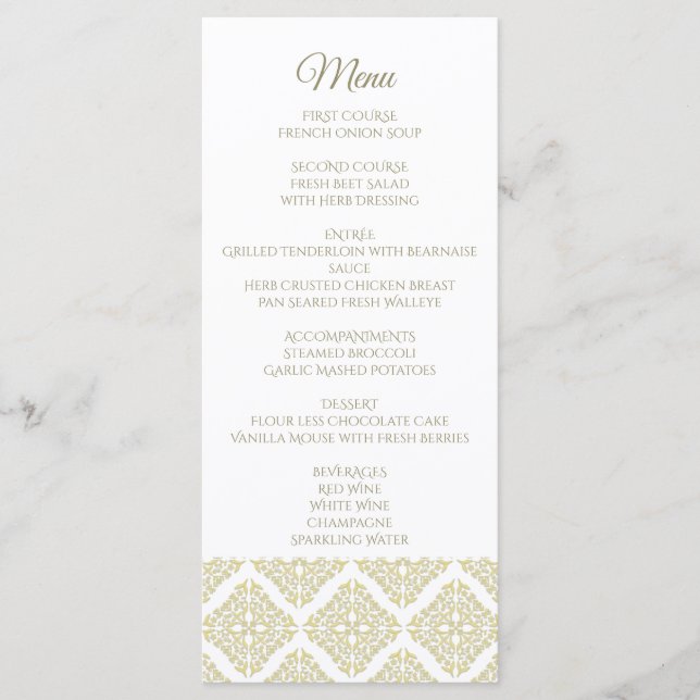 Gold Filigree Menu Card (Front)