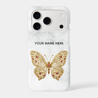 Gold Filigree Ruby Butterfly Marble Custom Case