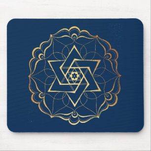 Gold filigree Star of David Mouse Pad