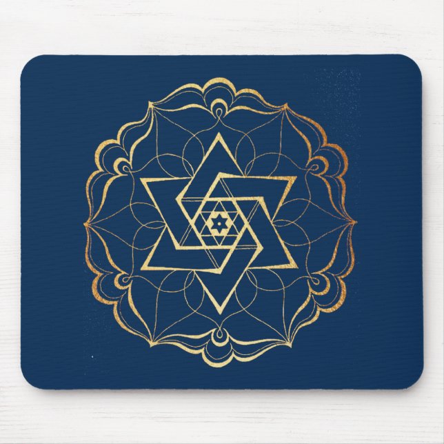 Gold filigree Star of David Mouse Pad (Front)