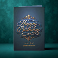 Gold Filigree Swirls and Elegant Script Birthday