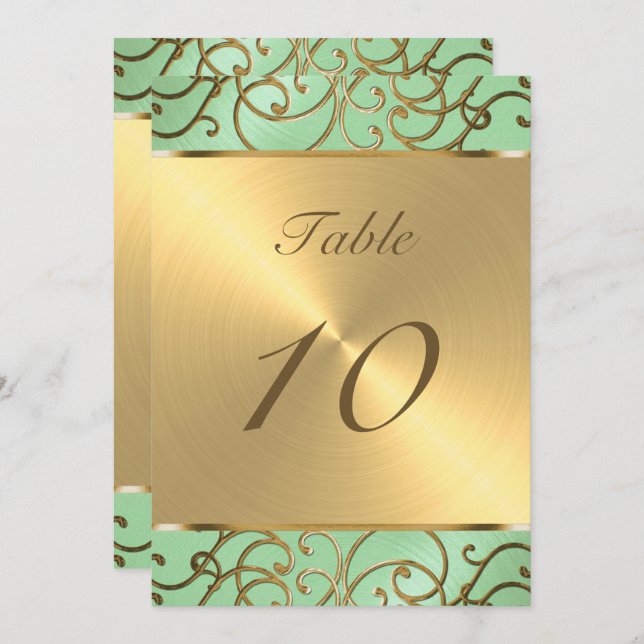 Gold Filigree Swirls Table Number (Front/Back)