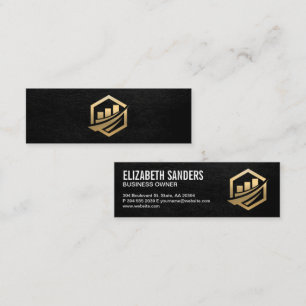 Gold Finance Icon   Black Leather Executive Mini Business Card