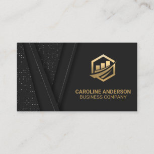 Gold Finance Icon   Black Luxury Background Business Card