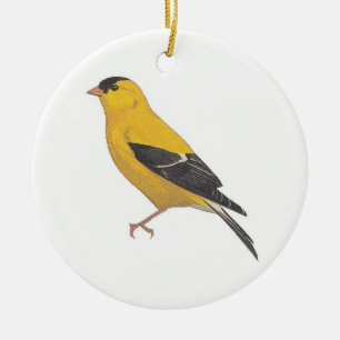 Gold Finch Ceramic Ornament