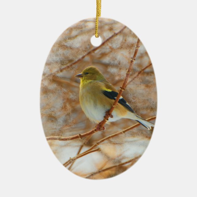 Gold finch ceramic tree decoration (Front)