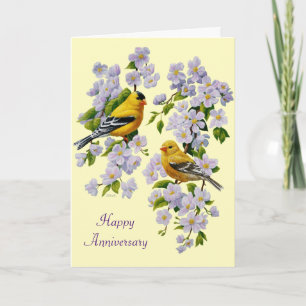 Gold Finches & Apple Blossoms Yellow Card