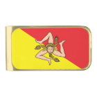 Gold finish Money Clip with flag of Sicily