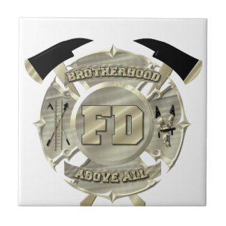 Gold Firefighter Brotherhood Symbol Ceramic Tile