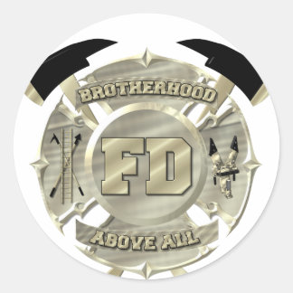 Gold Firefighter Brotherhood Symbol Classic Round Sticker