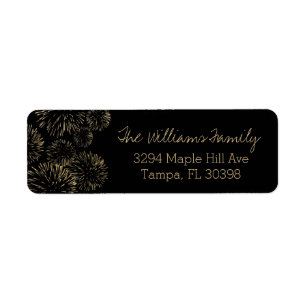 Gold Fireworks Address Label Return Address Label