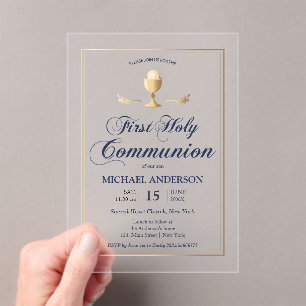 Gold First Communion Elegant Invitation