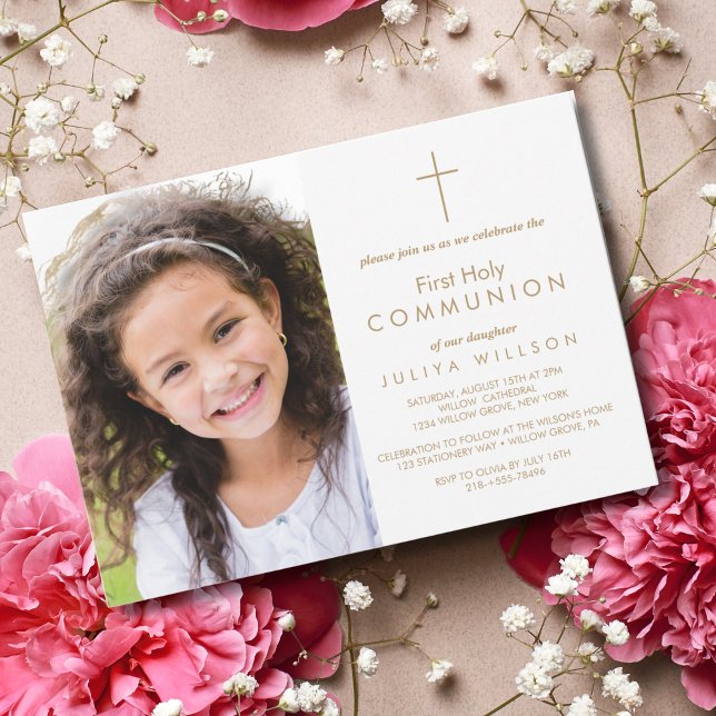  Gold  First Communion Photo Invitation (Creator Uploaded)