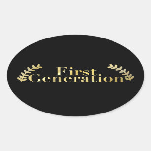 Gold First Generation Student With Gold Foliage Oval Sticker