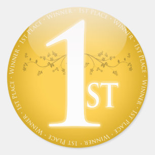 Gold First Place (1st) Award Classic Round Sticker