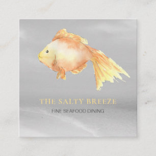*~* Gold Fish Beach Silver Sand Sea Dining  Square Business Card