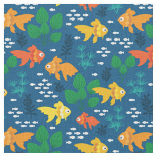Gold Fish in Aquarium Fabric
