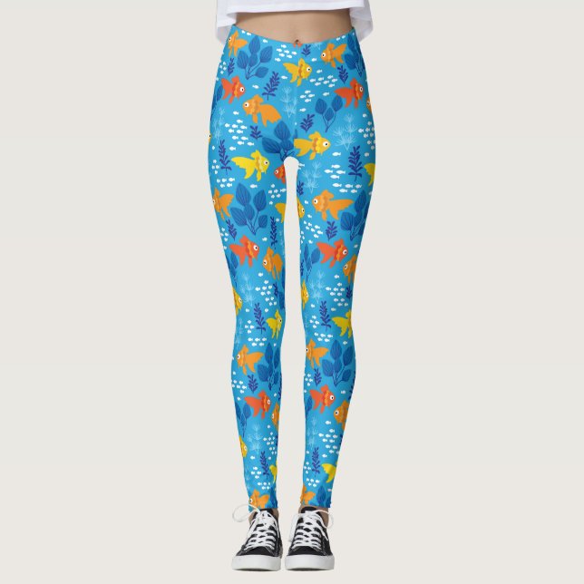 Gold Fish in Aquarium Leggings (Front)