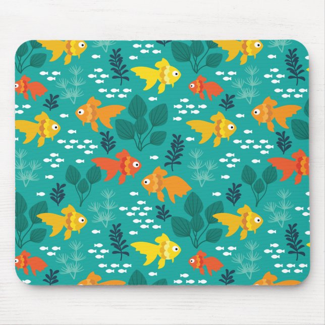 Gold Fish in Aquarium Mouse Pad (Front)