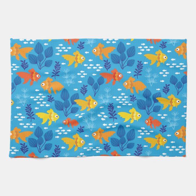 Gold Fish in Aquarium Tea Towel (Horizontal)