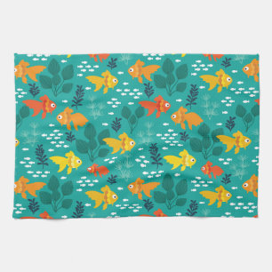 Gold Fish in Aquarium Tea Towel