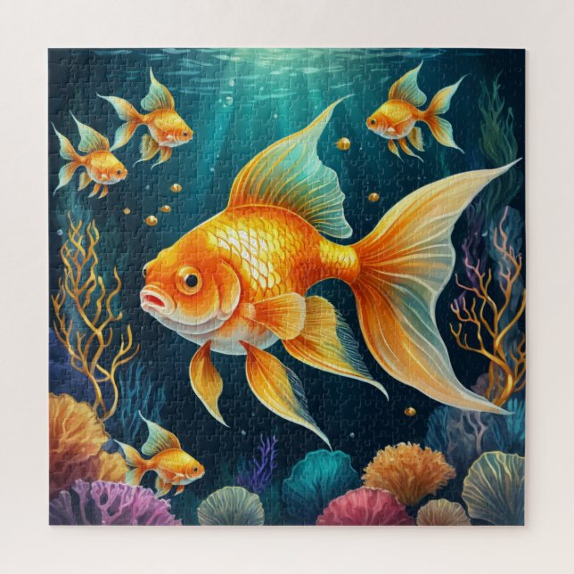Gold Fish in Underwater Jigsaw Puzzle (Vertical)