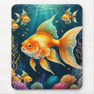 Gold Fish in Underwater Mouse Pad