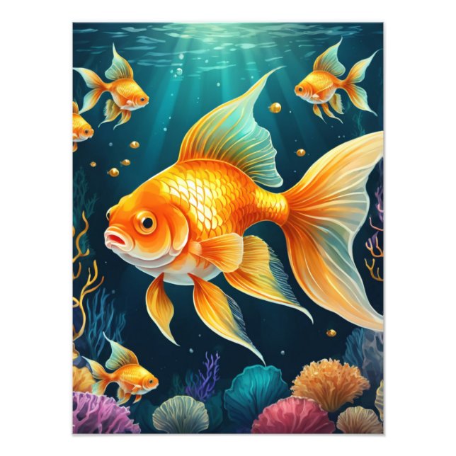 Gold Fish in Underwater Photo Print (Front)