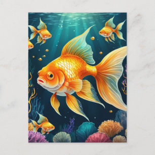 Gold Fish in Underwater Postcard