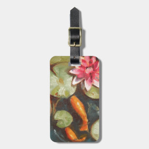 Gold Fish Koi Pond Water Lilies Luggage Tag