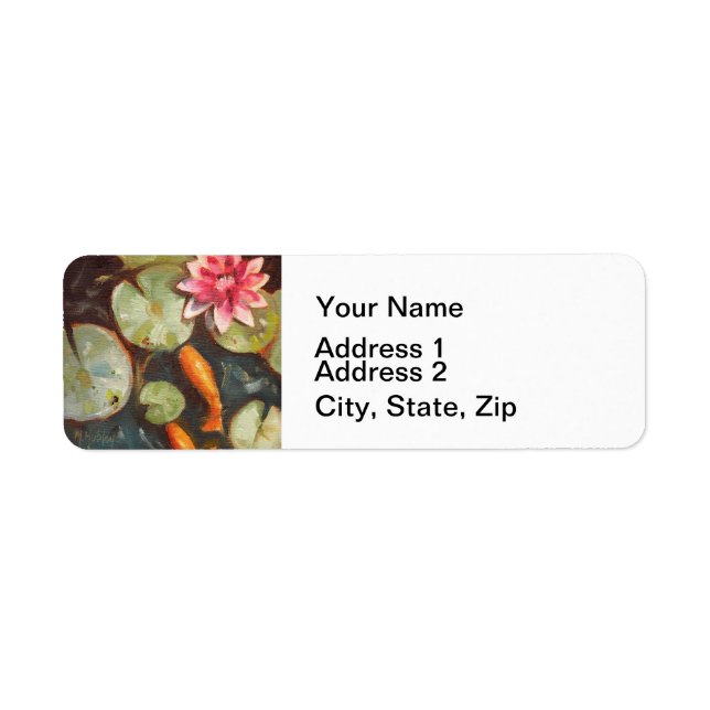 Gold Fish Koi Pond Water Lilies Return Address Label (Front)