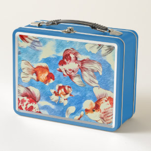 Gold Fish Metal Lunch Box