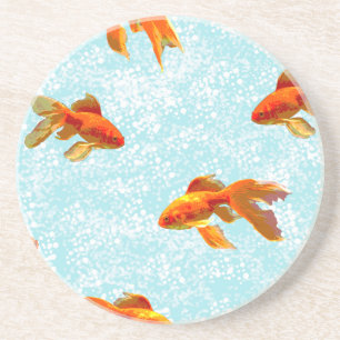 gold fish pattern coaster