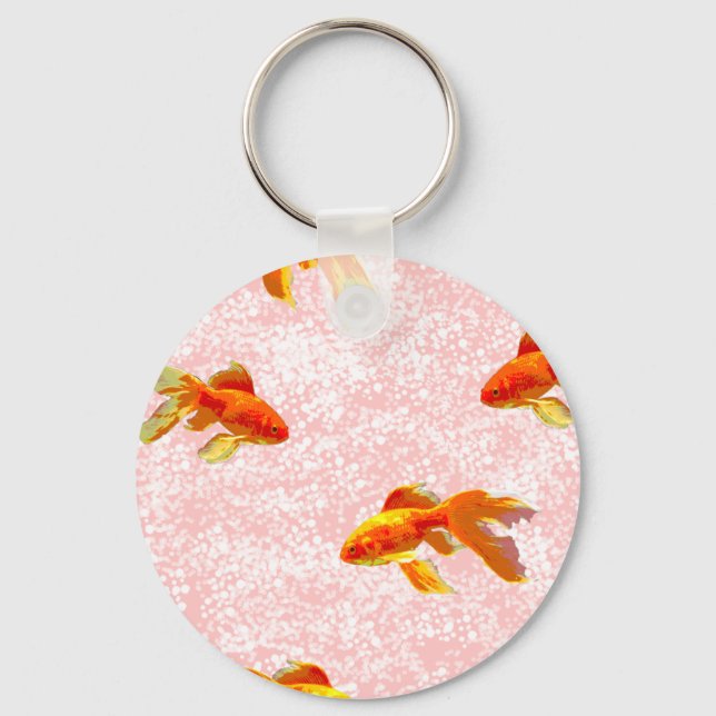 Gold fish pattern pink key ring (Front)