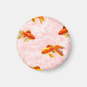 Gold fish pattern pink magnet