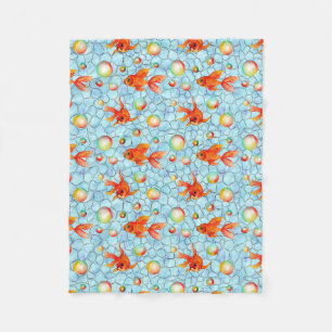 gold fishes and soap bubbles. fleece blanket