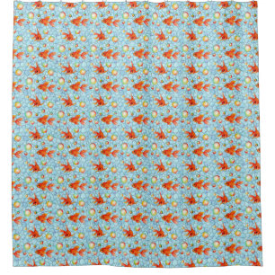 gold fishes and soap bubbles shower curtain