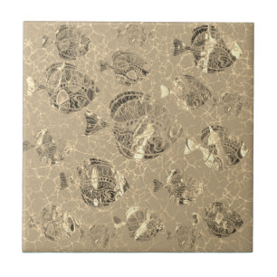 Gold Fishes Ceramic Tile