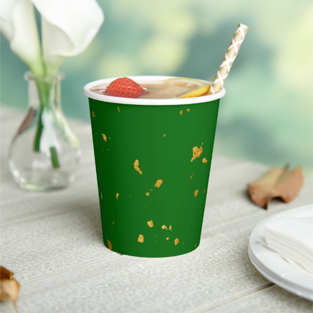 Gold Flakes and Emerald Green Paper Cups (Insitu)