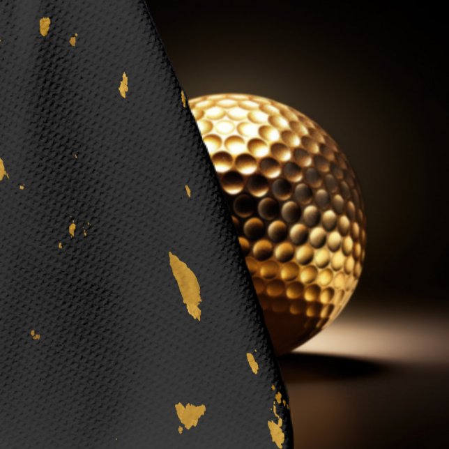 Gold Flakes Black Golf Towel (Creator Uploaded)