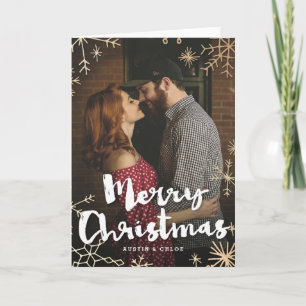 Gold Flakes Christmas Holiday Postcard