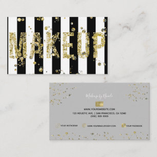 Gold Flakes Glitter Glam Minimal Beauty Makeup Bus Business Card